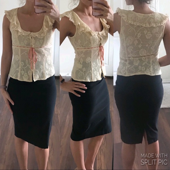 Nanette Lepore Other - Nanette Lepore ivory lace doily button up top